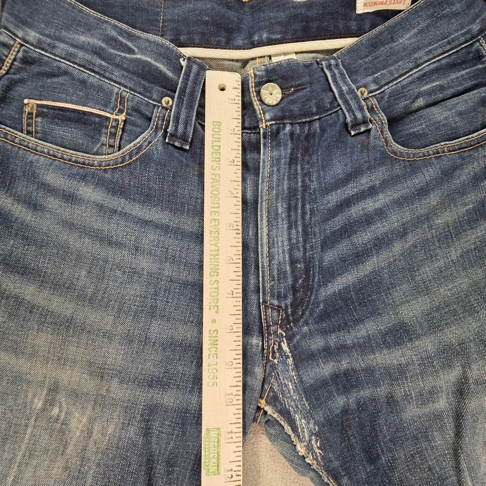 Levis Premium Jeans Mens‎ Selvedge Blue Med Wash Whiskers Fits 31x32